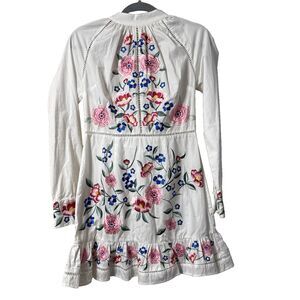 ASOS NWOT Cottage Embroidered Floral White Short Dress Women Size 6 Cotton